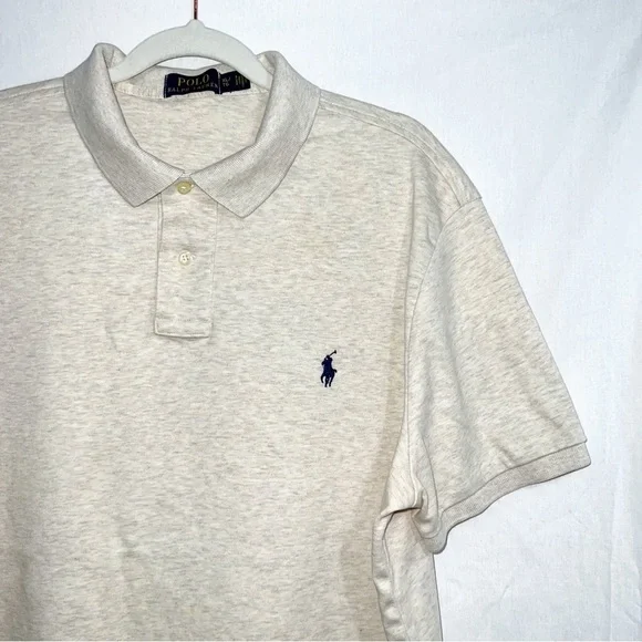 Polo Ralph Lauren Heather Cream Soft Cotton Polo, Size XL - Picture 6 of 10
